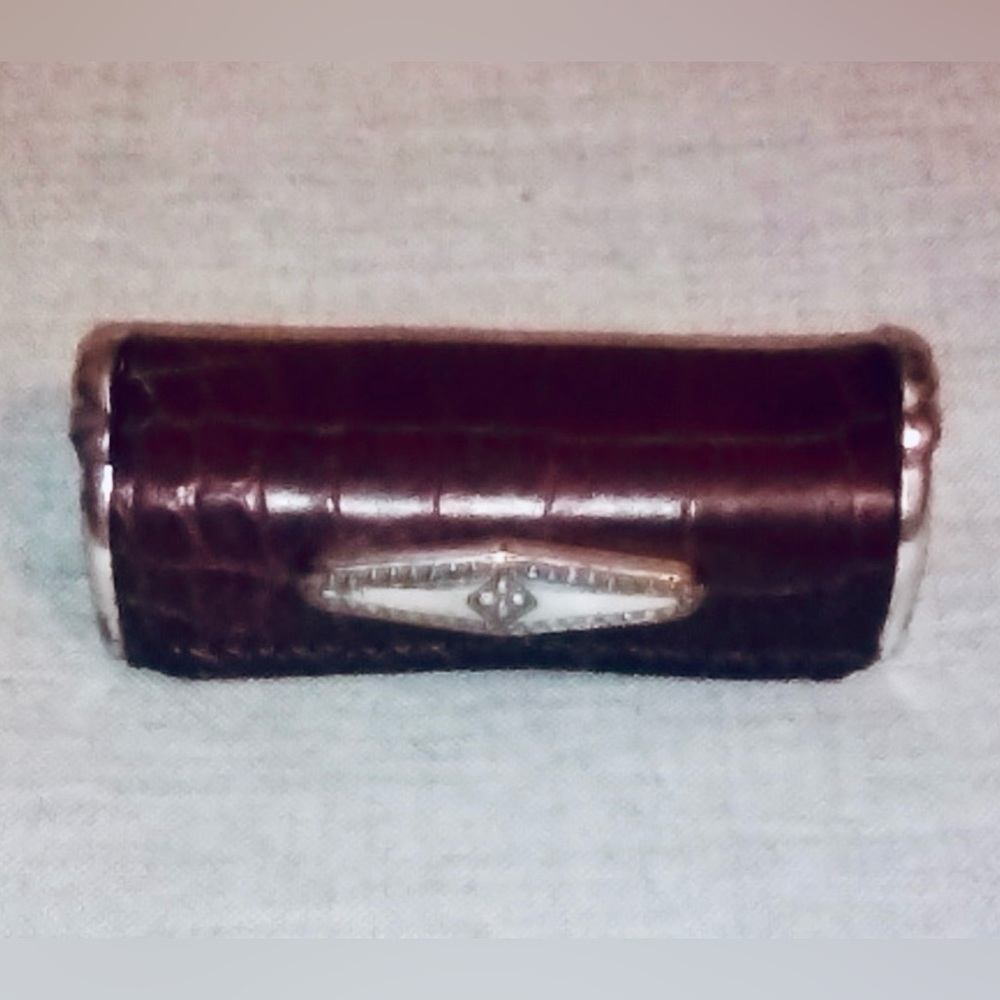 BRIGHTON Vintage Croc-Embossed Leather Lipstick Case with Silver Accents, COS-1 - Picture 1 of 5